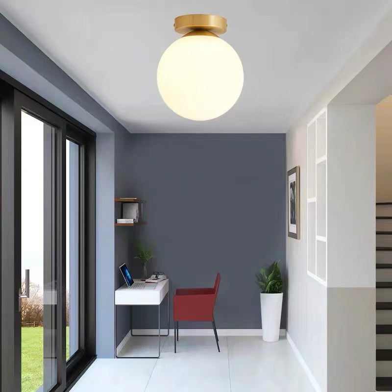 Contemporary Globe Ceiling Light Golden Flush Mount Lighting for Hallway