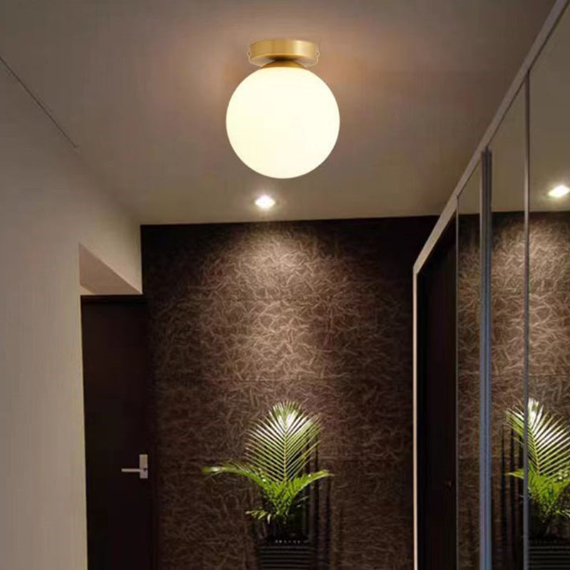 Contemporary Globe Ceiling Light Golden Flush Mount Lighting for Hallway