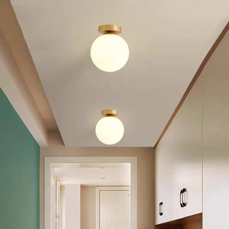 Contemporary Globe Ceiling Light Golden Flush Mount Lighting for Hallway