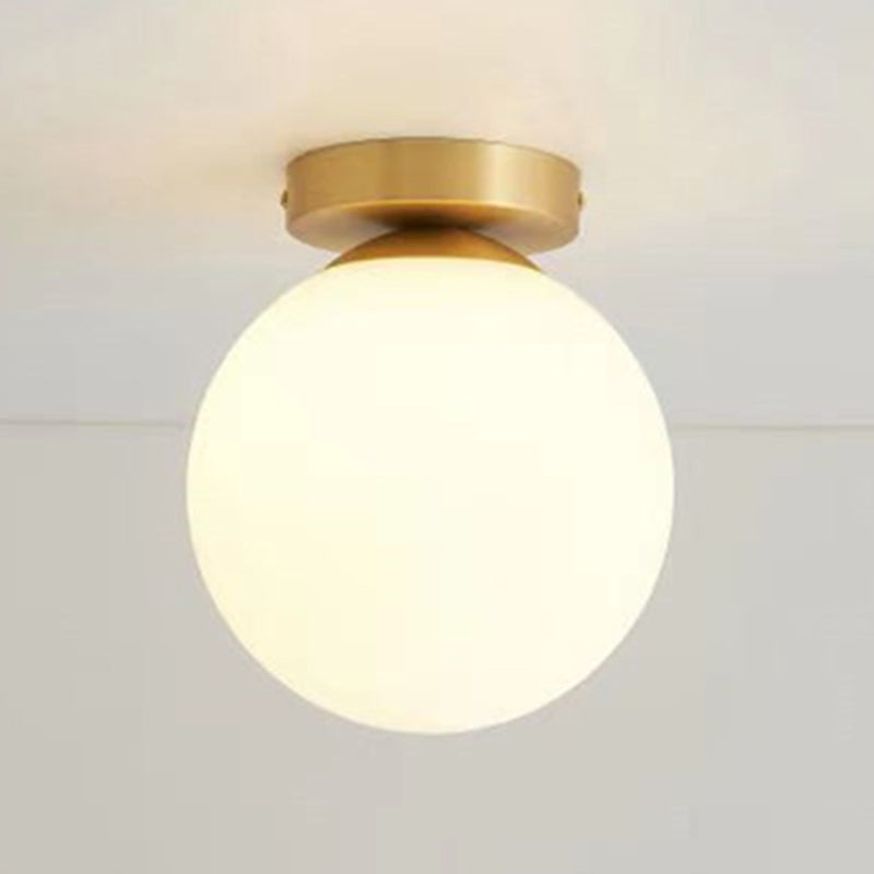 Contemporary Globe Ceiling Light Golden Flush Mount Lighting for Hallway