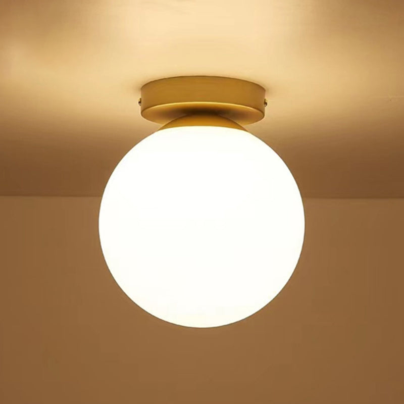 Contemporary Globe Ceiling Light Golden Flush Mount Lighting for Hallway