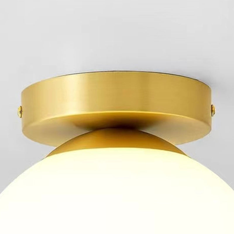 Contemporary Globe Ceiling Light Golden Flush Mount Lighting for Hallway