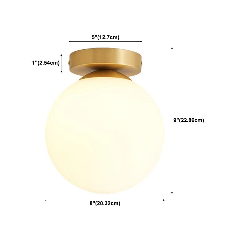 Contemporary Globe Ceiling Light Golden Flush Mount Lighting for Hallway