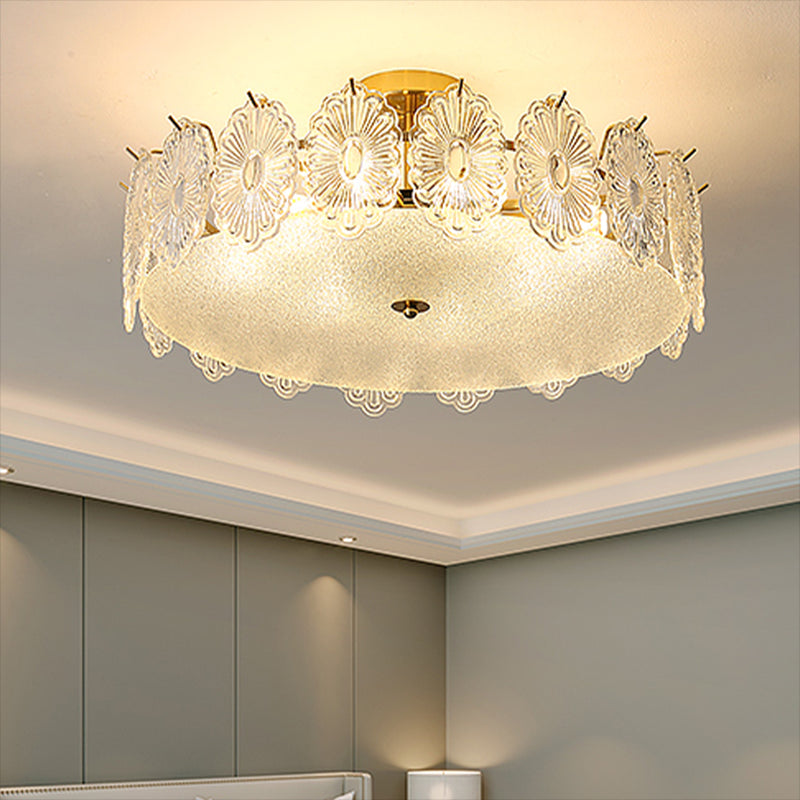 Nordic Glass Ceiling Light Household Flush Mount Light Fixture for Bedroom