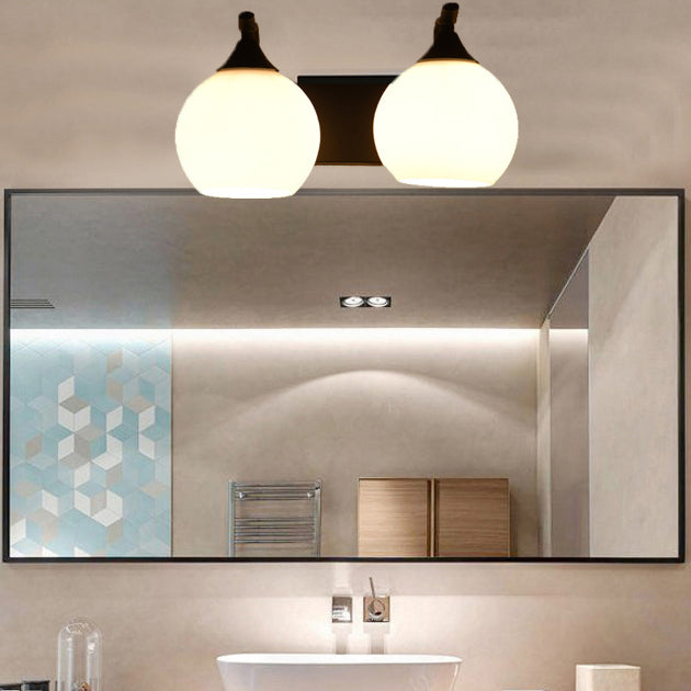 Metal Mirror Front Light Multi Lights Vanity Light Fixture with Glass Shade for Bathroom