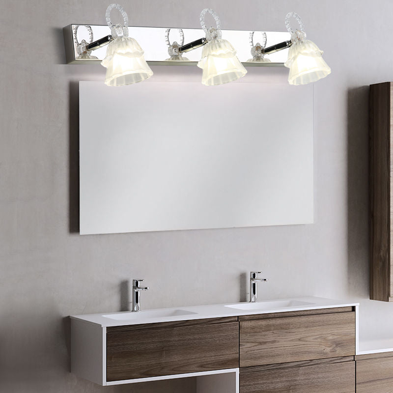 Stainless Steel Vanity Light Fixture 3 Lights Mirror Front Light with Glass Shade