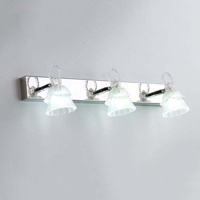 Stainless Steel Vanity Light Fixture 3 Lights Mirror Front Light with Glass Shade