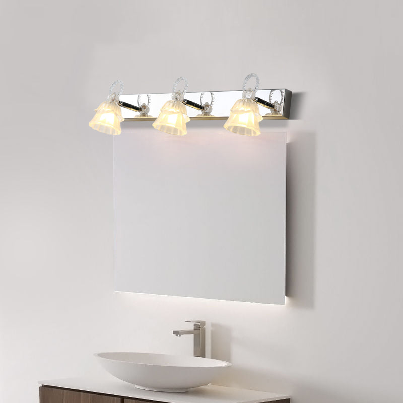 Stainless Steel Vanity Light Fixture 3 Lights Mirror Front Light with Glass Shade