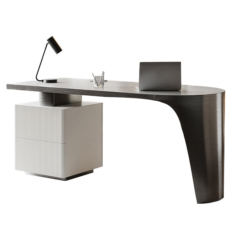 Pedestal Stone Writing Desk Glam with Drawers Office Desk for Office