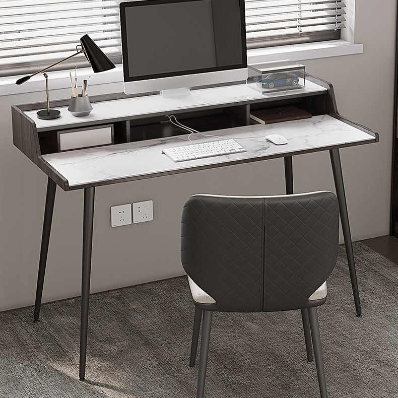 Industrial Style Stone Computer Desk Rectangular Office Desk