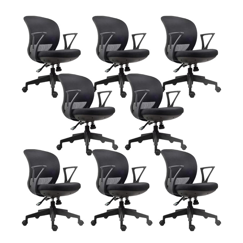 Contemporary Arm Chair Fixed Arms Adjustable Seat Height Swivel Conference Chair