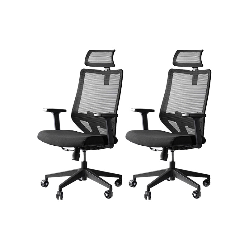 Modern Desk Chair Mesh Computer Chair in Black High-Back Chair with Wheels