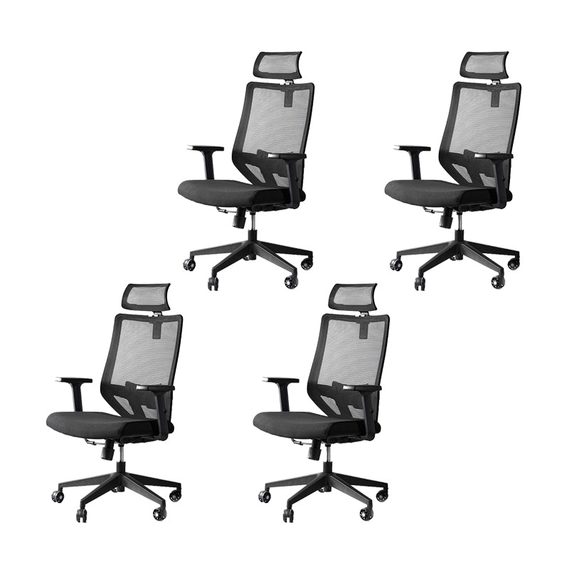 Modern Desk Chair Mesh Computer Chair in Black High-Back Chair with Wheels