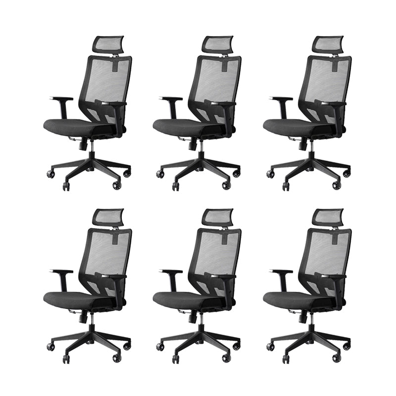 Modern Desk Chair Mesh Computer Chair in Black High-Back Chair with Wheels