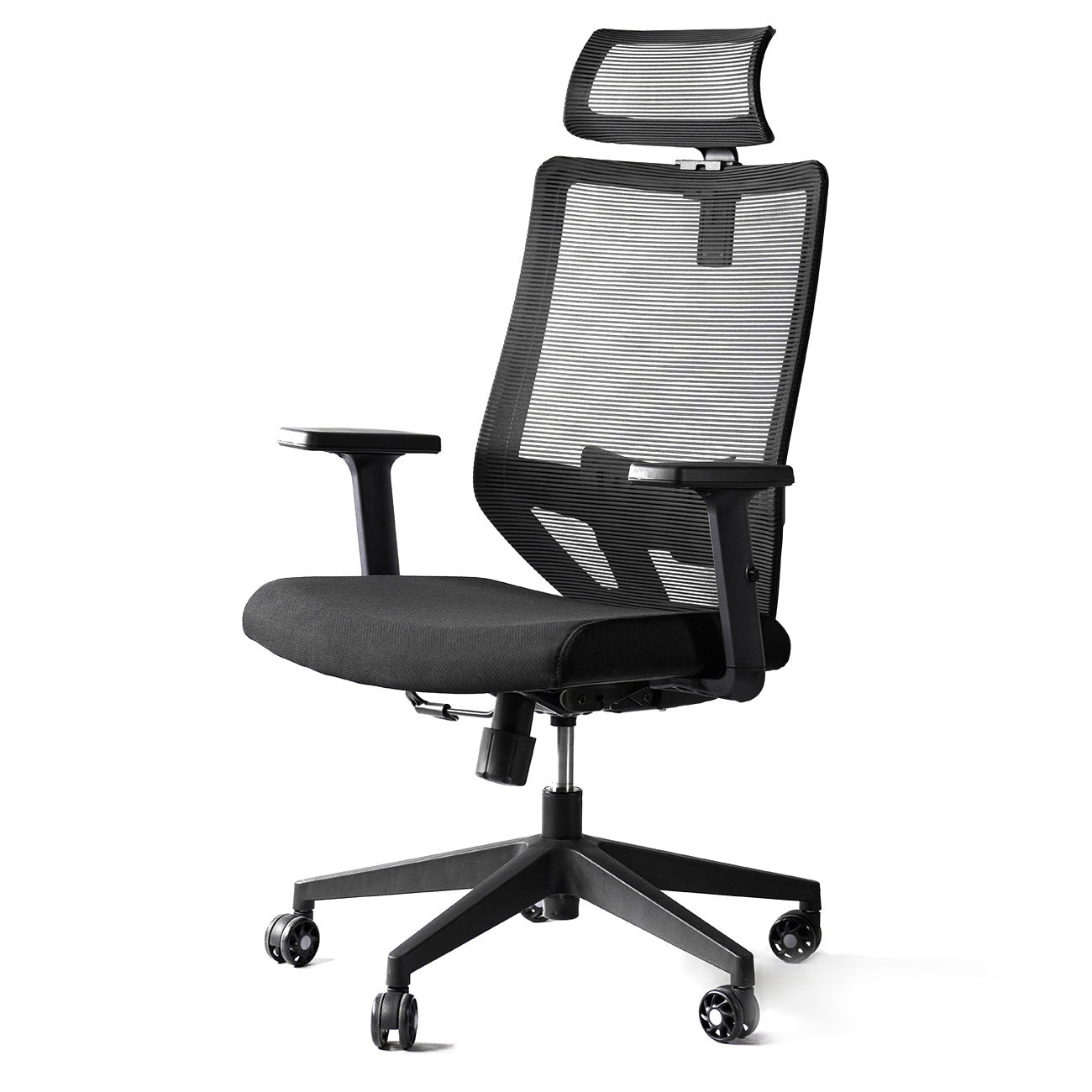 Modern Desk Chair Mesh Computer Chair in Black High-Back Chair with Wheels