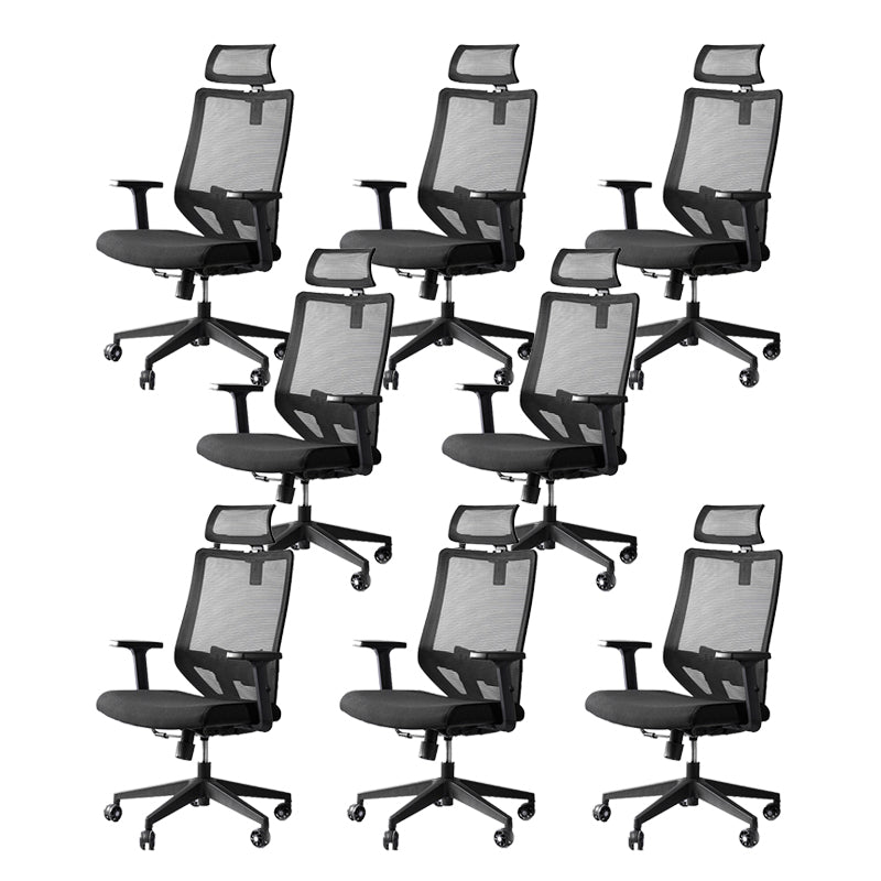 Modern Desk Chair Mesh Computer Chair in Black High-Back Chair with Wheels