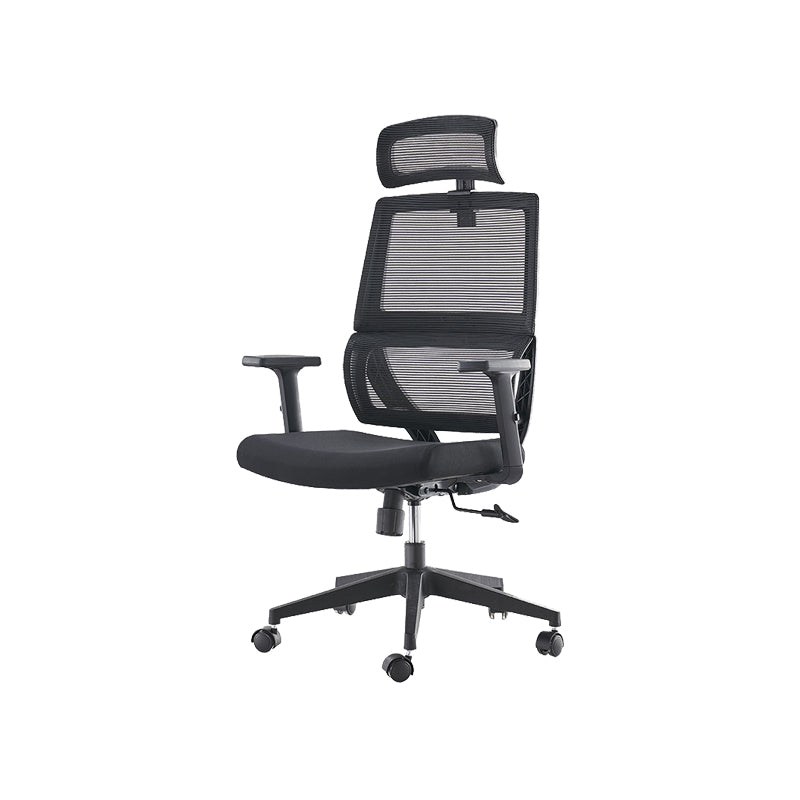 Modern Desk Chair Mesh Computer Chair in Black High-Back Chair with Wheels