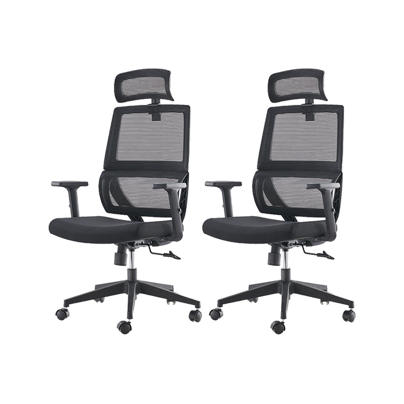 Modern Desk Chair Mesh Computer Chair in Black High-Back Chair with Wheels