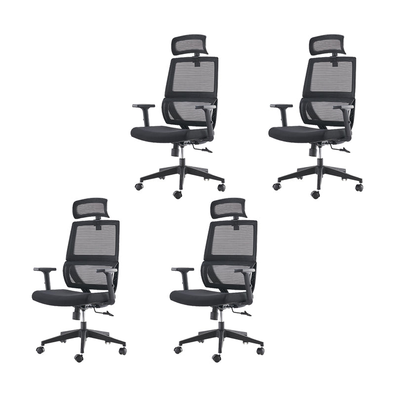 Modern Desk Chair Mesh Computer Chair in Black High-Back Chair with Wheels