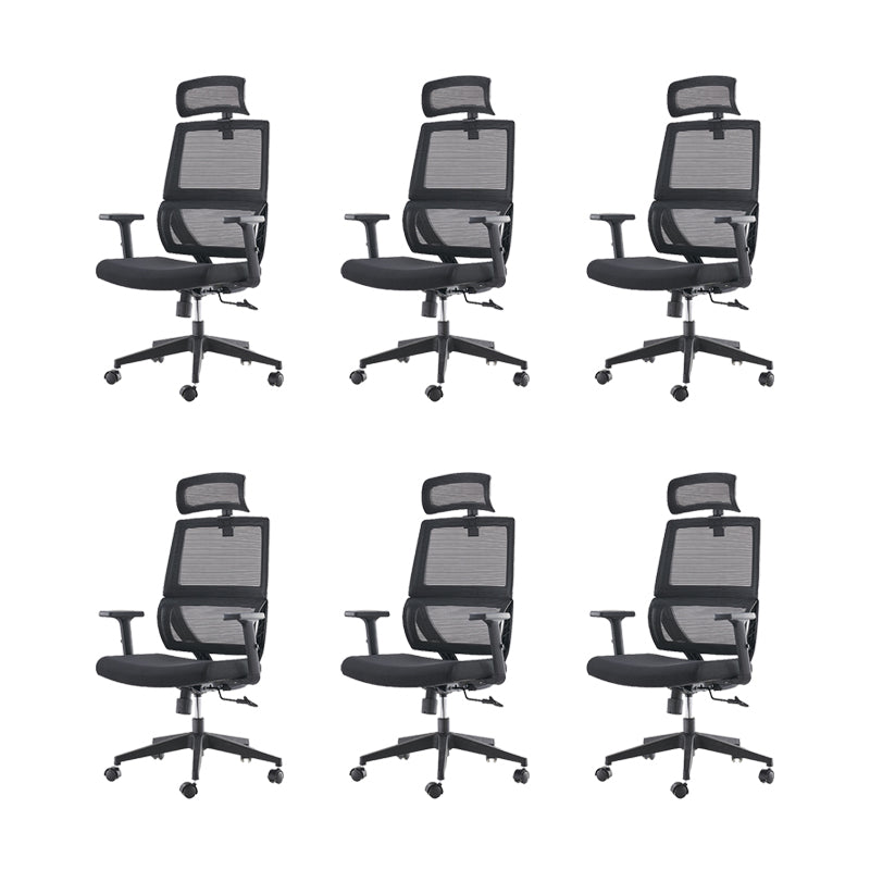 Modern Desk Chair Mesh Computer Chair in Black High-Back Chair with Wheels