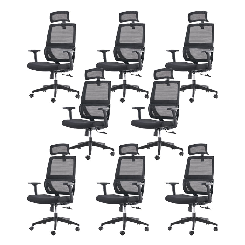 Modern Desk Chair Mesh Computer Chair in Black High-Back Chair with Wheels