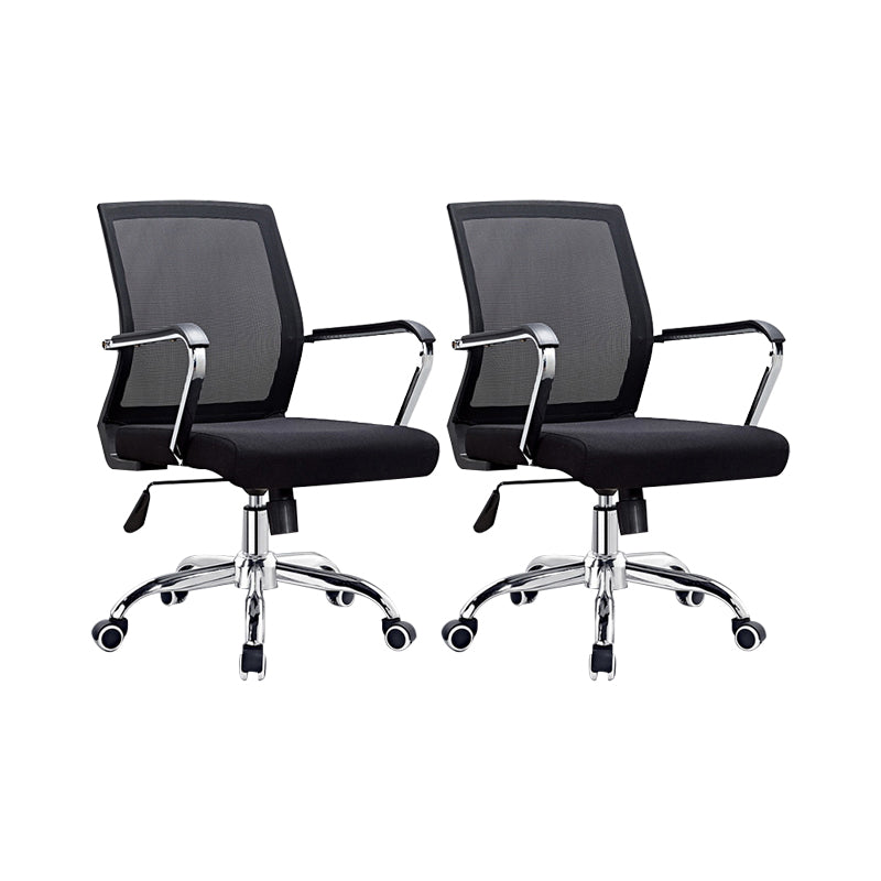 Modern Wheels Arm Chair Microfiber Black Conference Mid-Back Chair