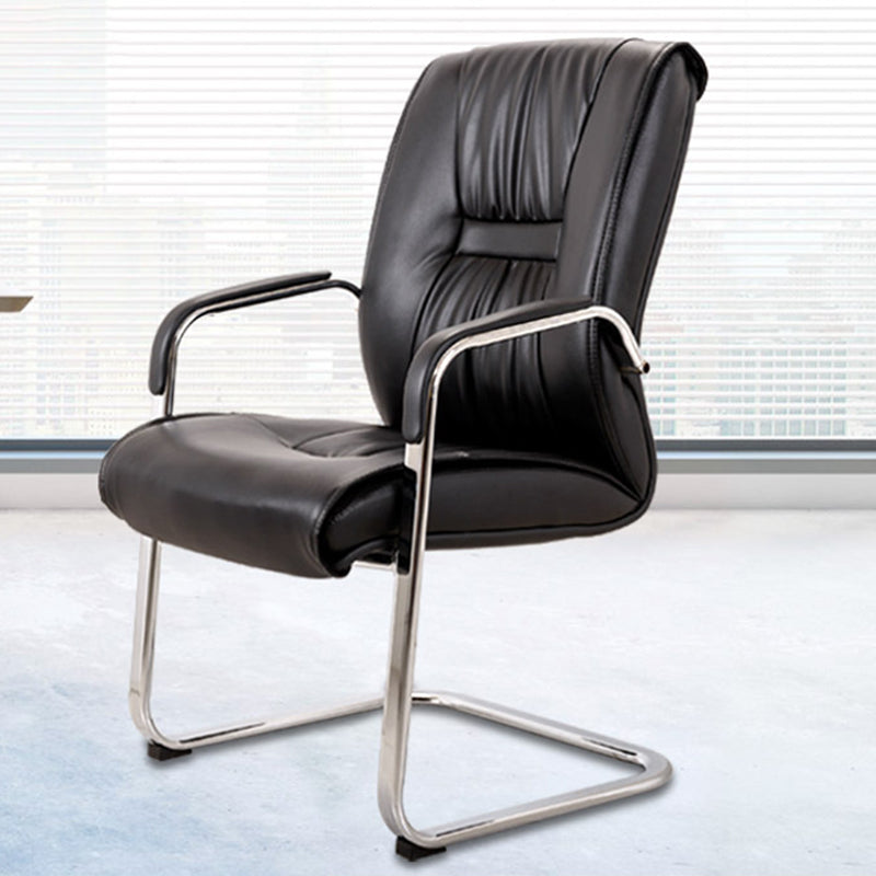 No Distressing Black Arm Chair Faux Leather and Chrome Frame Office Chair