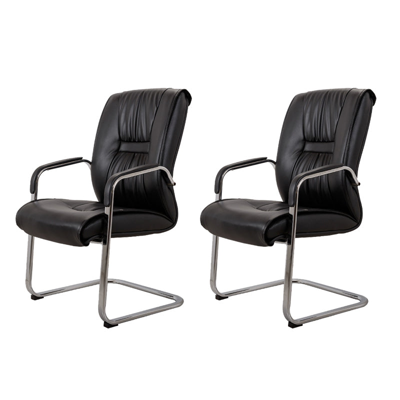 No Distressing Black Arm Chair Faux Leather and Chrome Frame Office Chair