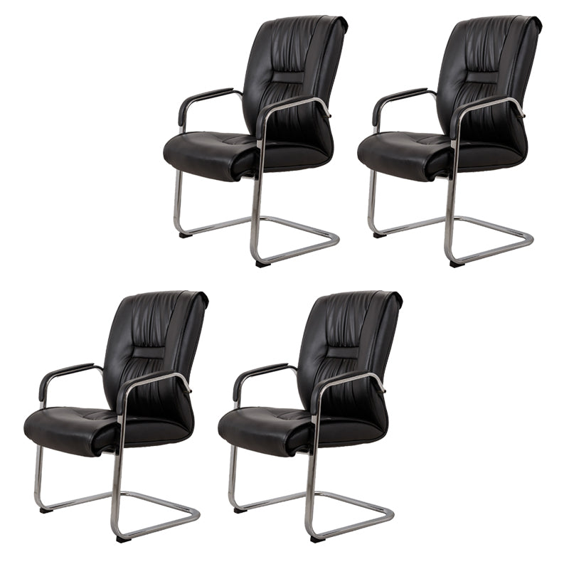 No Distressing Black Arm Chair Faux Leather and Chrome Frame Office Chair