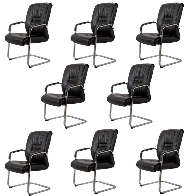 No Distressing Black Arm Chair Faux Leather and Chrome Frame Office Chair