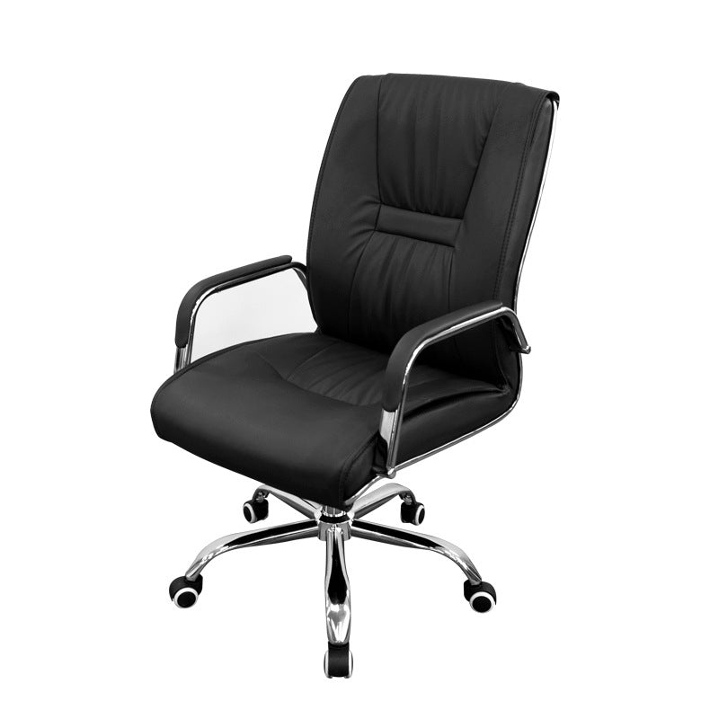 No Distressing Black Arm Chair Faux Leather and Chrome Frame Office Chair