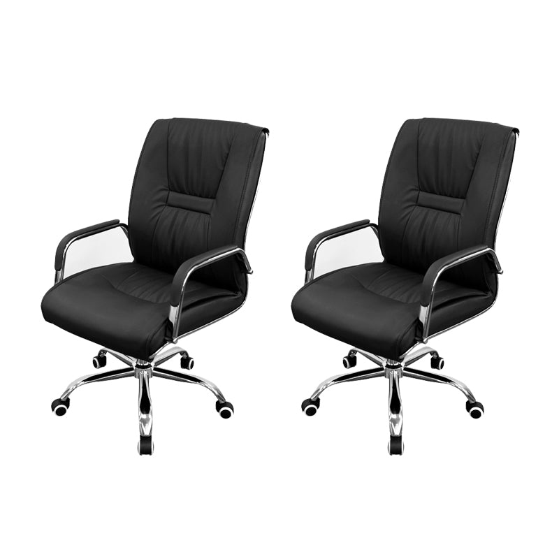 No Distressing Black Arm Chair Faux Leather and Chrome Frame Office Chair