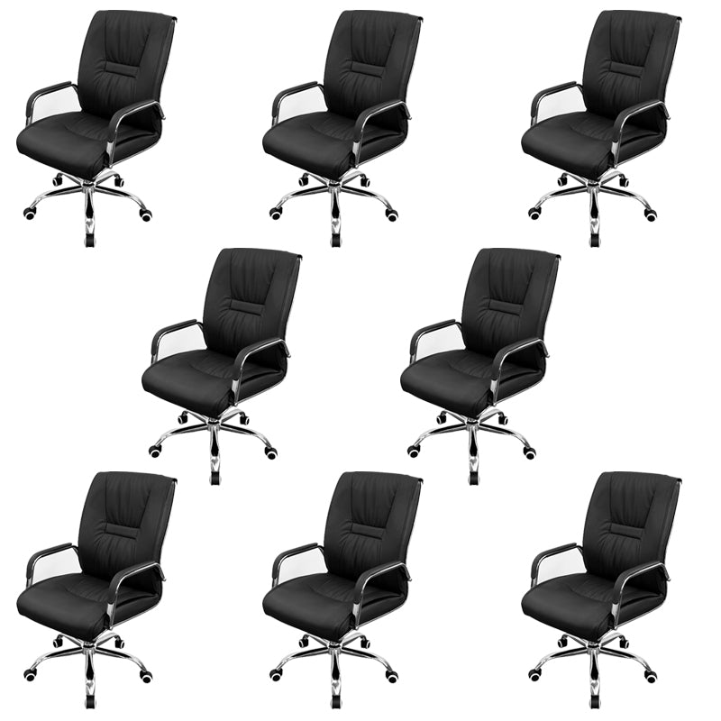 No Distressing Black Arm Chair Faux Leather and Chrome Frame Office Chair