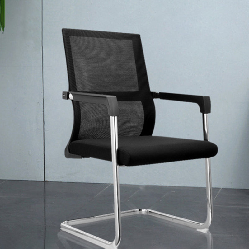 Contemporary Desk Chair No Wheels Mid Back Home Office Chair