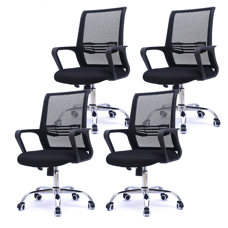 Modern Wheels Arm Chair Microfiber Conference Mid-Back Swivel Chair