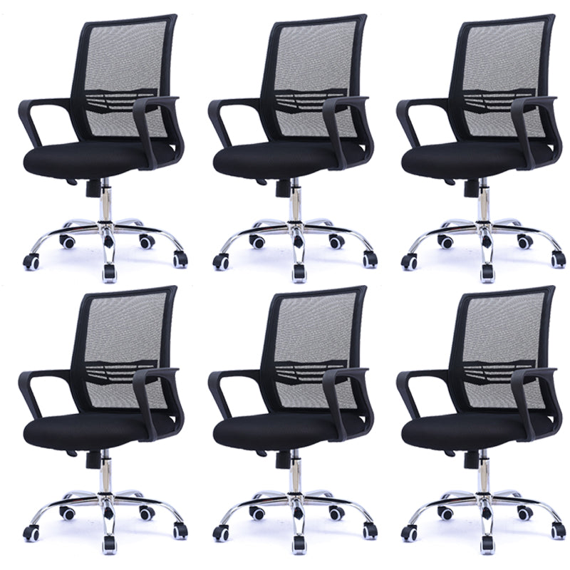 Modern Wheels Arm Chair Microfiber Conference Mid-Back Swivel Chair