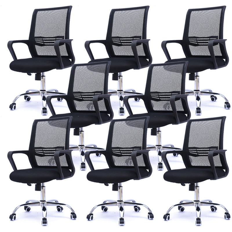 Modern Wheels Arm Chair Microfiber Conference Mid-Back Swivel Chair