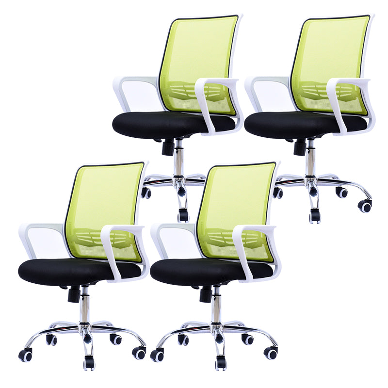 Modern Wheels Arm Chair Microfiber Conference Mid-Back Swivel Chair