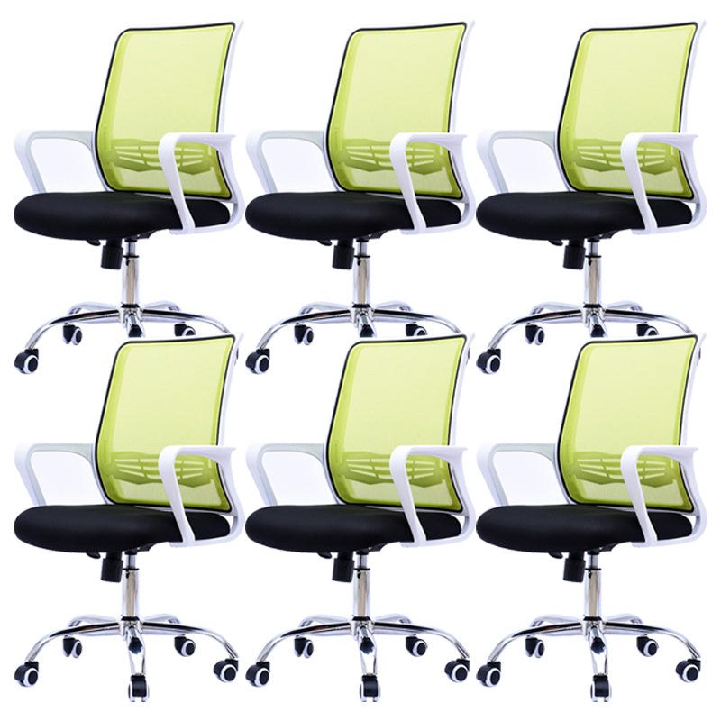 Modern Wheels Arm Chair Microfiber Conference Mid-Back Swivel Chair