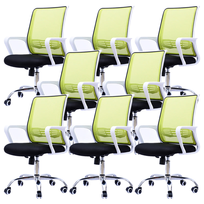 Modern Wheels Arm Chair Microfiber Conference Mid-Back Swivel Chair