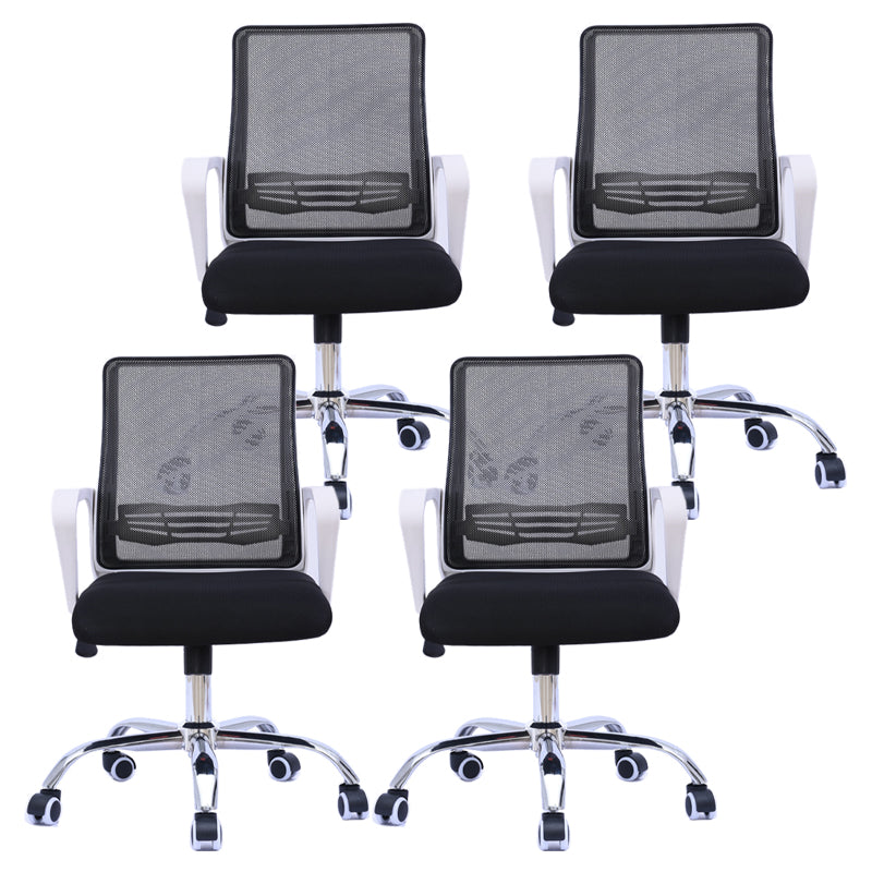 Modern Wheels Arm Chair Microfiber Conference Mid-Back Swivel Chair