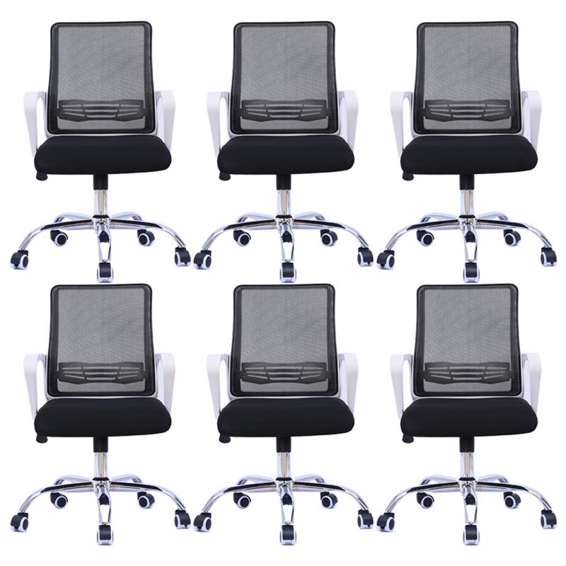 Modern Wheels Arm Chair Microfiber Conference Mid-Back Swivel Chair