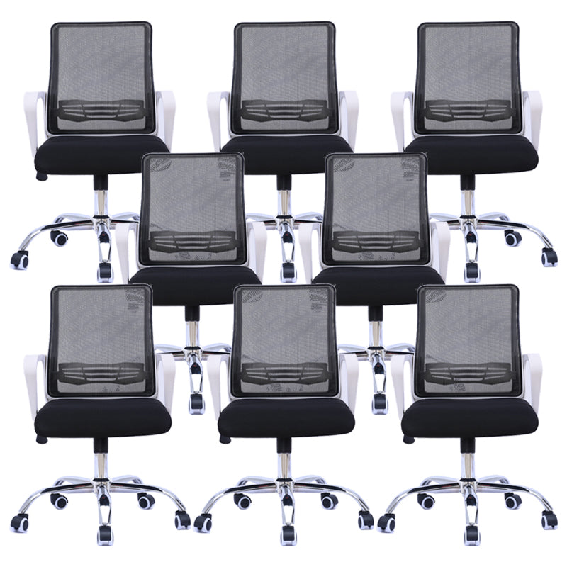 Modern Wheels Arm Chair Microfiber Conference Mid-Back Swivel Chair