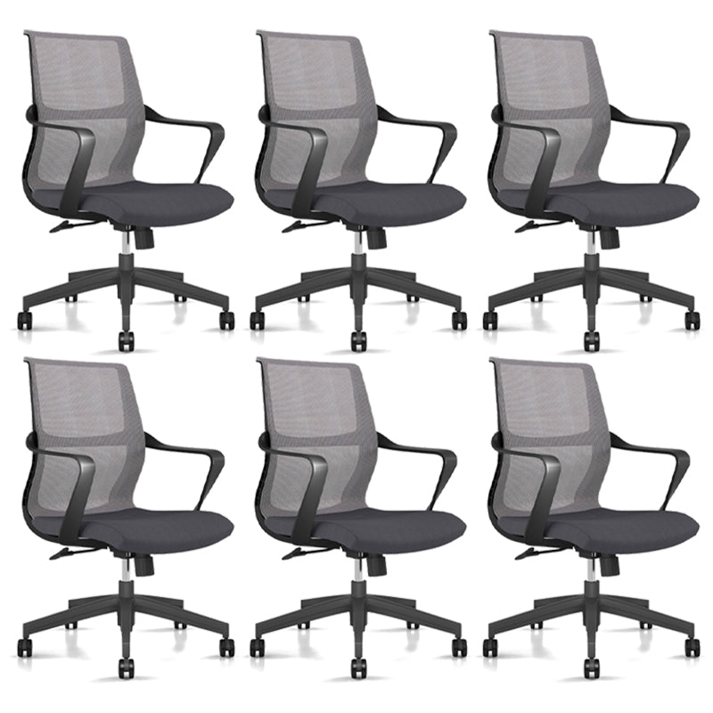 Contemporary Desk Chair Black Mid Back Fixed Arms Home Office Chair