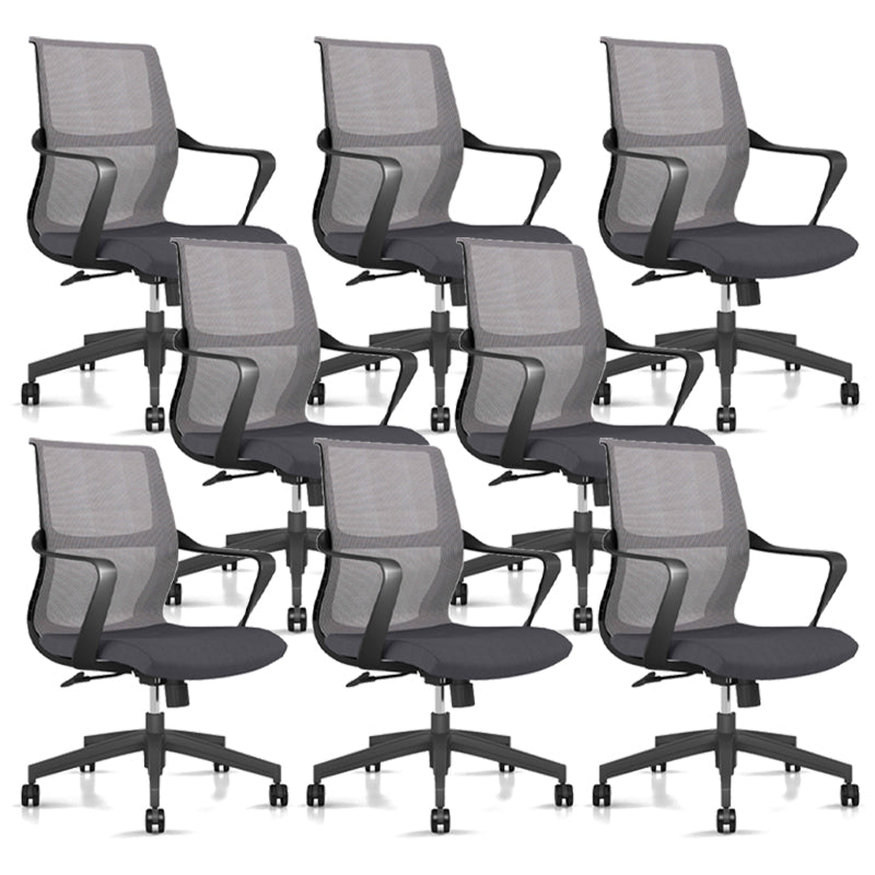 Contemporary Desk Chair Black Mid Back Fixed Arms Home Office Chair