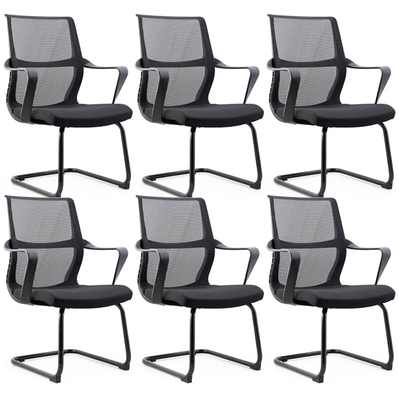 Contemporary Desk Chair Black Mid Back Fixed Arms Home Office Chair