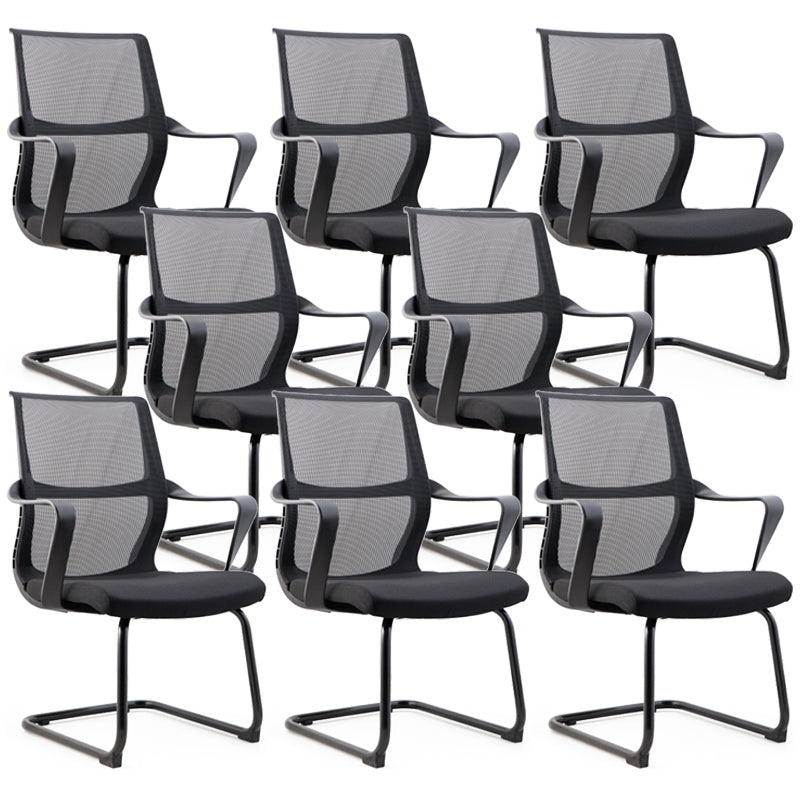 Contemporary Desk Chair Black Mid Back Fixed Arms Home Office Chair