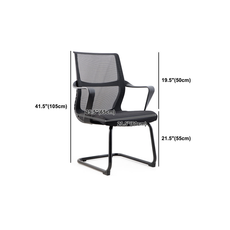 Contemporary Desk Chair Black Mid Back Fixed Arms Home Office Chair