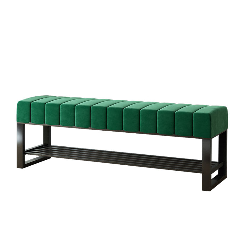 17.7" H Modern Metal Seating Bench Tufted Entryway Bench with Legs