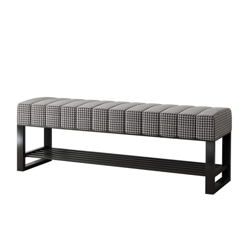 17.7" H Modern Metal Seating Bench Tufted Entryway Bench with Legs